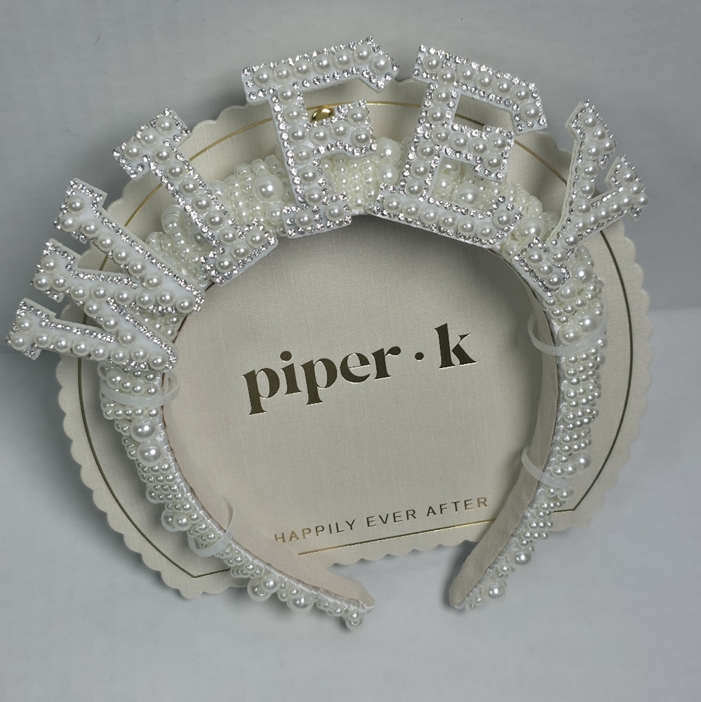 Piper K Pearl Embellished Wifey Headband